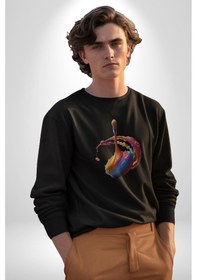 Resim Resim Fırcası Unisex Siyah Baskılı Sweatshirt Siyah 