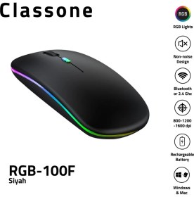 Resim Marka Aksesuar Classone RGB-100F 5500 DPI Kablosuz Bluetooth Mouse Ev - Ofis Kullanımı İçin Siyah 