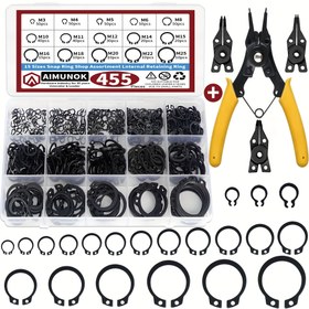 Resim 456 adet 4'ü 1 arada 15 farklı boyutta 3mm'den 25mm'ye kadar Alaşımlı Çelik Dış Tutma Halkaları İç Cırcırlı Snap Tutma Klipsi Halka Çeşitleri Seti İç ve Dış Onarım için 