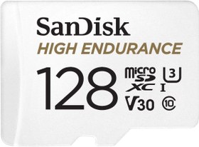 Resim SanDisk High Endurance 128GB 100\u002F40MB\u002Fs microSDXC C10 V30 Hafıza Kartı SDSQQNR-128G-GN6IA 