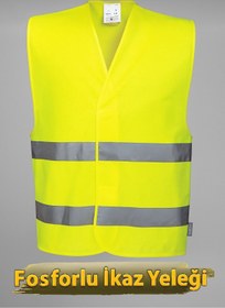 Resim Emirhan İkaz Yeleği Fosforlu 5 Cm Reflektörlü Sarı Görevli İşçi Güvenlik Yeleği 