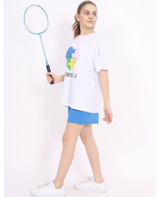 Resim Toontoy Kids Toontoy Kız Çocuk Baskılı Şortlu Takım Saks Mavi 