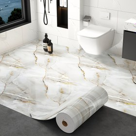 Resim 1 Rulo, Ekstra Uzun Kalın Mermer Zemin Sticker, 39.88 cm x 299.97 cm Vinil Duvar Kağıdı, Soyma ve Yapıştırma Taşınabilir Avrupa Lüks Mermer Desen Duvar Paneli, Çıkarılabilir Duvar Paneli, Kolay Bakım ve Bakım, Ev Dekorasyon Sticker, Yatak Odası Oturma Odası Banyo, Duş Odası Zemin ve Duvar Yenileme için Uygun 