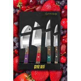 Resim Yatağan Çeyiz Seti 4'lü Salata Soğan Sebze Bıçağı Satır Günlük Kullanım Bıçak Set–karışık Renk 