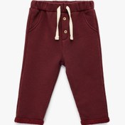 Resim Koton Şardonlu Duble Paça Düğmeli Bağcıklı Eşofman Altı Bordo 6wmb40096tk Bordo 