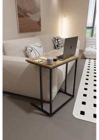 Resim Trend Metal Ayaklı Laptop Sehpası Kahvaltı Masası Çalışma Sehpası Çok Amaçlı Yan Masa Atlantik Çam 