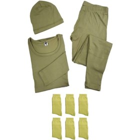 Resim Bonbonetti Erkek Haki Askeri Termal Takım + 6 Çift Çorap + Bere Karışık 2Xl/3Xl Çok Renkli 