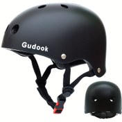 Resim GUDOOK Ventilasyonlu Paten Kaskı - ABS Malzeme, Siyah, Ayarlanabilir Kayış, Scooter, Paten ve İnatlı Paten için İdeal, Scooter Kaskı 