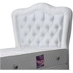 Resim Setaymobilya Baza, Camelli Beyaz Tek Kişilik Baza + Başlık + Ortopedik Yatak 