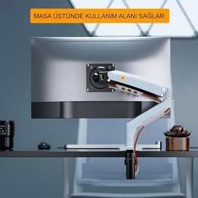 Resim TriLine NB F80-XE Beyaz 17-30" Amortisörlü 2-9Kg Ergonomik Monitör Tutucu Vesa Monitör Standı 
