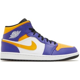 Resim Air Jordan 1 Mid Lakers DQ8426-517 Erkek Basketbol Ayakkabısı 