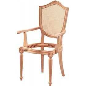 Resim Masifart Naptun Hasırlı Kupa Oymalı Tornalı Kollu Sandalye Cilasız Ham Ham 