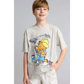 Resim DeFacto Garfield Oversize Bisiklet Yaka Kısa Kollu Tişört Erkek Çocuk H8263A826HS 