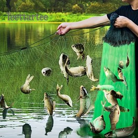 Resim Outdoor Balıkçılık Kamp Ağı Yapışkan Ağ Yeşil Üç Katmanlı Balık Ağı Batma Ağı Sazan Asma Ağı 