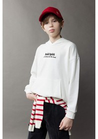 Resim DeFacto Erkek Çocuk Oversize Geniş Kalıp Kapüşonlu Nakışlı Sweatshirt D8498A825SPWT32 
