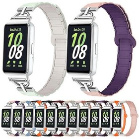 Resim Samsung Galaxy Uyumlu Fit3 D-şekilli Tri-boncuk Manyetik Silikon Saat Bandı Pembe Kum Erik 