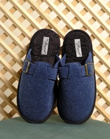 Resim SUNSTEP Kışlık Keçe Toka Detaylı Kürklü Erkek Ev Terliği 