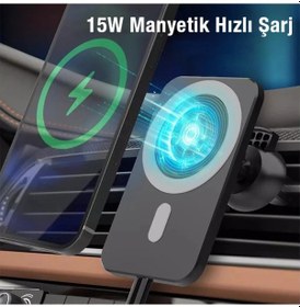 Resim Ally N16 15w Magsafe Uyumlu Araç İçi Telefon Tutucu- 5775 
