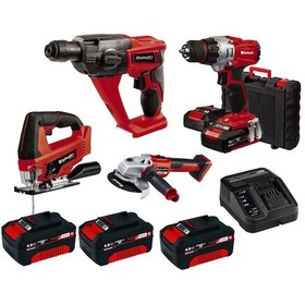 Resim Einhell Kit14 18V Li-ion 4 Akülü Taşlama + Dekupaj + Matkap Seti 