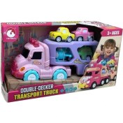 Resim Toysturka Sürtmeli Sesli Işıklı Araç Taşıyan Pembe Tır (4 Araçlı) 