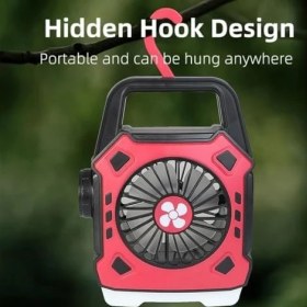 Resim Mena Rise Çok Fonksiyonlu Şarjlı Fanlı Kamp Lambası, Taşınabilir Işık, Kamp Yürüyüş Balıkçılık Acil Deprem USB Şarj Edilebilir Fanlı Kamp Işığı 