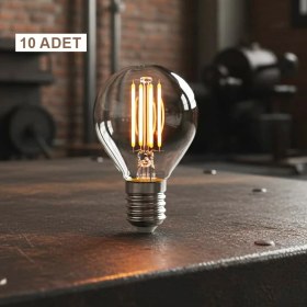 Resim ORBUS PC45 10LU 4W LED Filament Ampul E14 – 400 Lümen Sarı Işık, Şeffaf Cam Vintage 