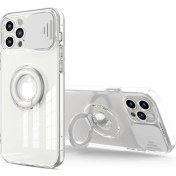 Resim Ally iPhone 11 Pro 5.8inç Kılıf Sürgülü Kamera Lens Korumalı Yüzük Standlı Silikon Kılıf 