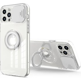 Resim Ally iPhone 11 Pro 5.8inç Kılıf Sürgülü Kamera Lens Korumalı Yüzük Standlı Silikon Kılıf 