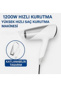 Resim Myblack 1200w Güçlü Ve Katlanabilir Uzun Süre Kullanılabilir Seyahat Tipi Saç Kurutma Makinesi 