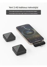Resim Kablosuz Tüylü Yaka Mikrofonu Apple Uyumlu iPhone Type-c Pc Tablet Video Kayıt Vlog Mikrofon Lightning Usb-c Çıkış 