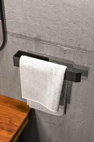 Resim Zift Unique Paslanmaz Çelik Mat Siyah Havlu Askısı - Yapışkanlı Havluluk - Banyo & Lavabo Havlu Tutacağı - STİLO 