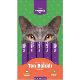 Resim Kiwi Yammies Somonlu ve Ton Balıklı Sıvı Kedi Ödül Maması 5'li 