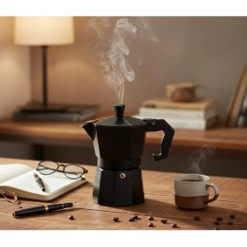 Resim UltraMint Şık Siyah Moka Pot, Pratik ve Lezzetli Kahve Keyfi 