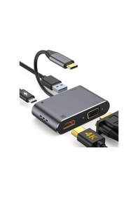 Resim Type-C 4 In 1 4K Hdmı Vga Usb 3.0 Type-C Şarj Girişli Adaptör 
