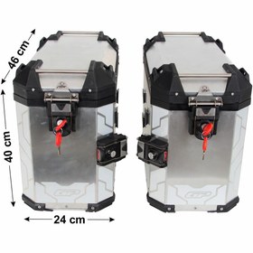Resim GP KOMPOZİT Universal 40 lt x 2 Alüminyum Motosiklet Yan Çanta Seti Gri 