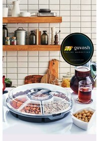 Resim 7 Bölmeli Lüx Kahvaltılık, Çerezlik, Saklama Kabı Evinizin Gereci Gri-şeffaf Gri - Şeffaf 