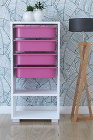 Resim Remaks Unisex Çocuk Pembe 4 Sepetli Oyuncak Dolabı 