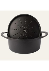Resim Sürel Potart 24 Cm Yuvarlak Döküm Tencere Mat Siyah Siyah 