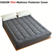 Resim 1 adet Derin Gri Polyester Elyaf Yatak Koruyucu Kapak Kraliçe, Kral, Çift, Tam için - Beyaz Yastıklarla Elastik Uyumlu Çarşaf, Makinede Yıkanabilir, Dikişli Tasarım, Yatak Koruma | Modern Yatak Örtüsü | Elastik Uyumlu Çarşaf, Yatak Koruyucu 