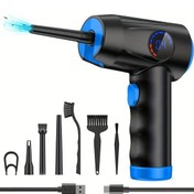 Resim Honeybeeshop Siyah Mavi Kablosuz Hava Ufleyici 51000 Rpm 4 Hiz Ayarli Usb Sarjli Tasinabilir 