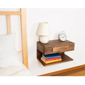 Resim Wooden Decoration Ahşap Tek Çekmeceli Duvara Monte Kitaplık Komodin 