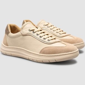 Resim Cabani %100 Hakiki Deri Süet Karışımlı Bej Kadın Ayakkabı Bej 