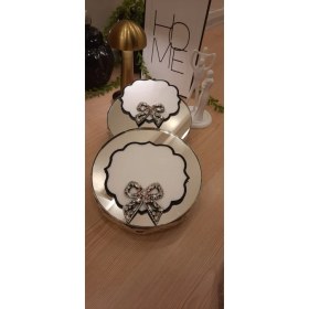 Resim 2 Adet Taş Işlemeli Fiyonk Tasarım Kokteyl Peçete, Servis Mendili, Servis Peçetesi 