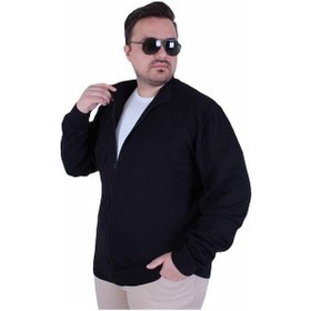 Resim Starbattal Erkek Büyük Beden Fermuarlı Hırka 23754 Sıyah Siyah 