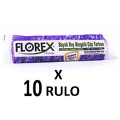 Resim Florex Lavanta Kokulu Büzgülü Büyük Boy ( 65x70 Cm ) Çöp Poşeti Mor 10 Rulo 10*10=100 Adet 