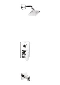 Resim Mistillo Ankastre Duş Seti 100x100 Mm Kare Tepe Duşu+yönlendirici+gaga Krom - Parlak 