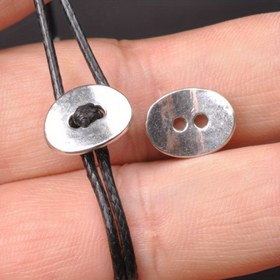 Resim 20 Adet Antik Gümüş Renkli Oval Toka Örgülü Kordon, Retro DIY Boncuklu Bilezik ve Kolye Yapım Aksesuarları, 10x30mm Gümüş Alaşım Boncuk Bağlantı Tokası 