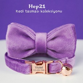 Resim Cat Collar named Zilli Cat Collar 745094 - Purple Collar + Bow Tie / L 20-32cm 