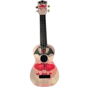 Resim Hawiian XU21LOVE Soprano Ukulele (Sevgi Desenli) | Romantik Kalp Tasarımlı Kapak Kristal Berraklığında Ses Egzotik Ihlamur Ağacı Gövde 