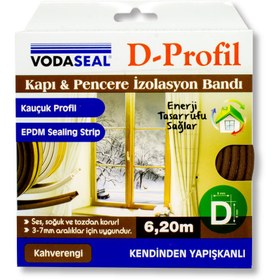 Resim Vodaseal Kapı Pencere Bandı D Profil 6,25 mt Kahverengi 